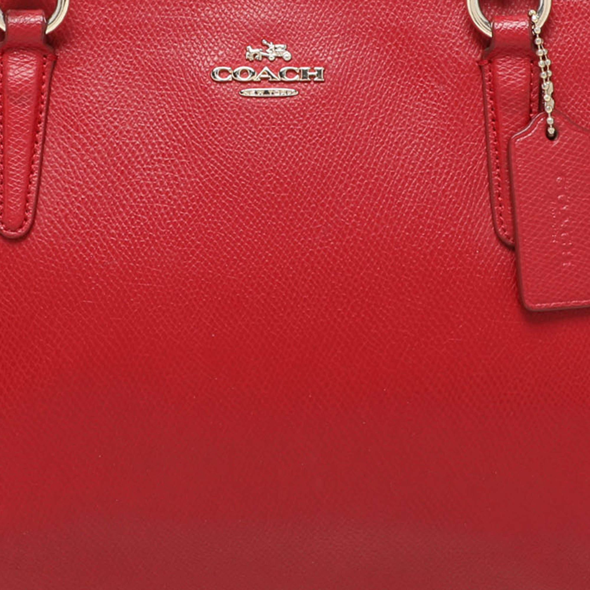 Coach Red Leather Christie Top Zip Satchel For Sale 1
