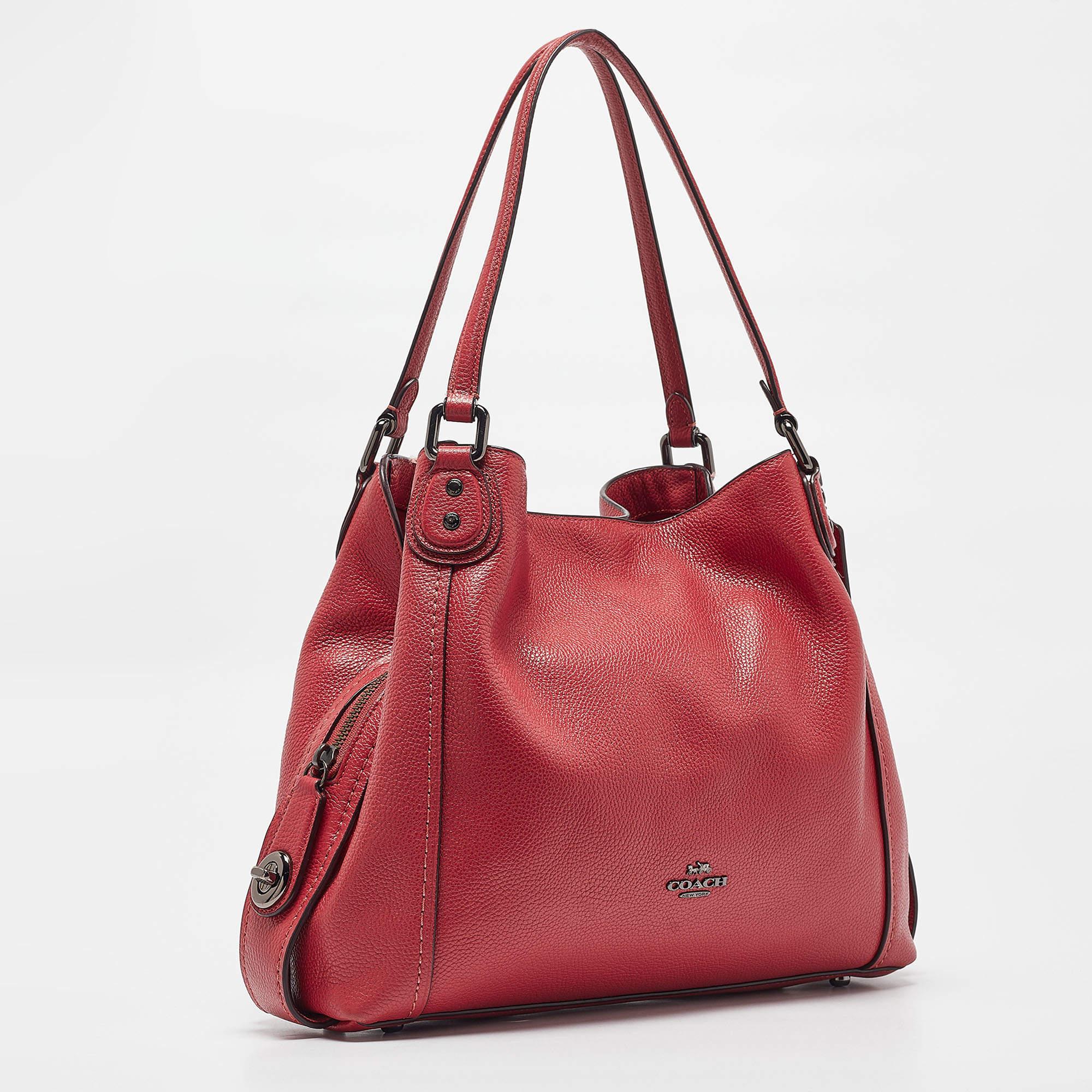 Brown Coach Red Leather Edie 31 Shoulder Bag