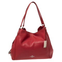 Used Coach Red Leather Edie Shoulder Bag