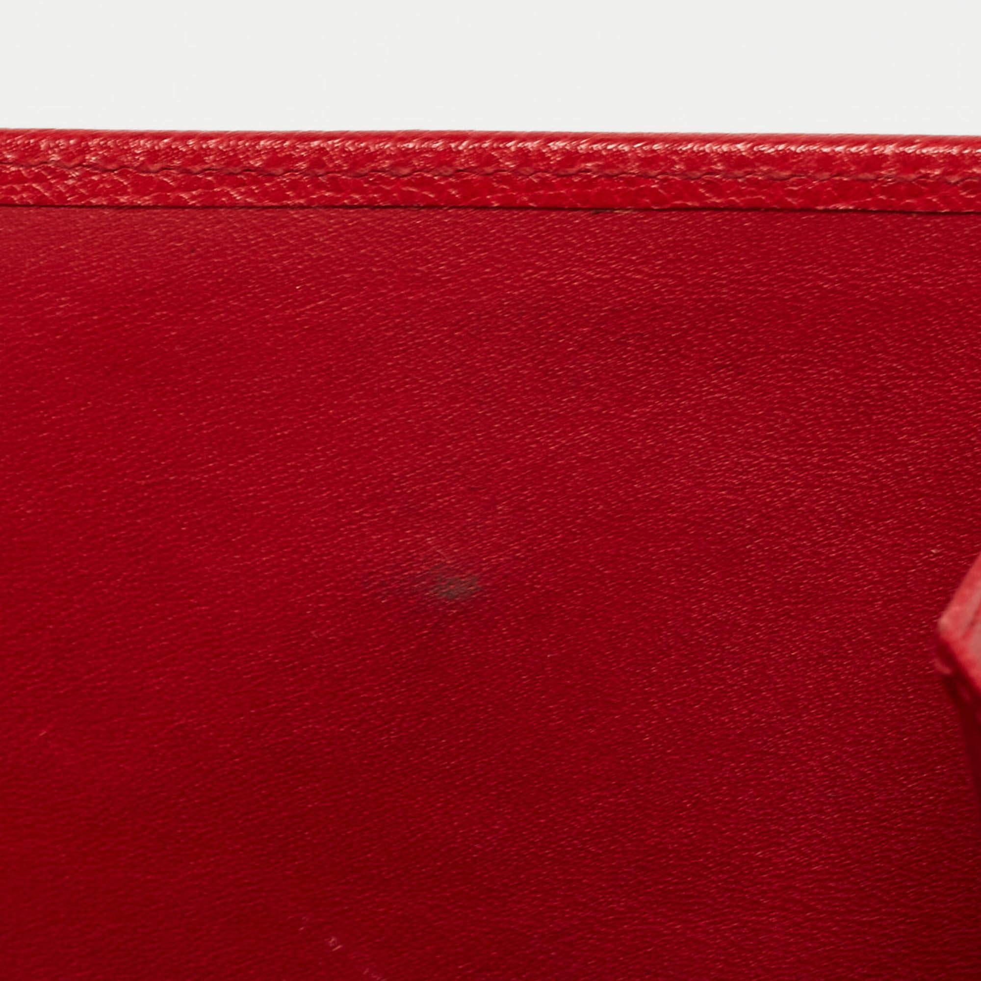 Coach Red Leather Metal Flap Compact Wallet For Sale 2