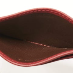 Coach Red Logo Embossed Leather Card Holder