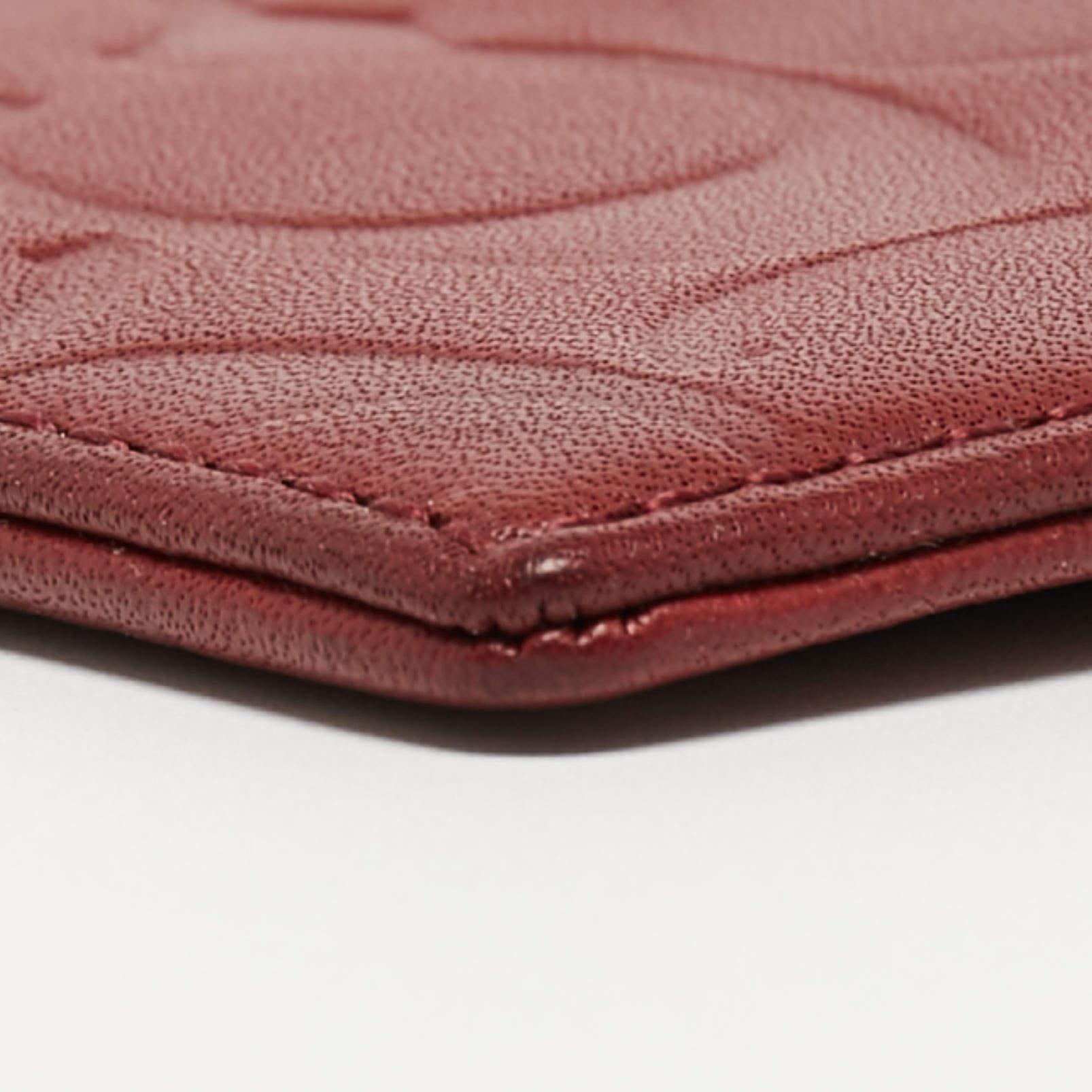 Coach Red Logo Embossed Leather Card Holder For Sale 3