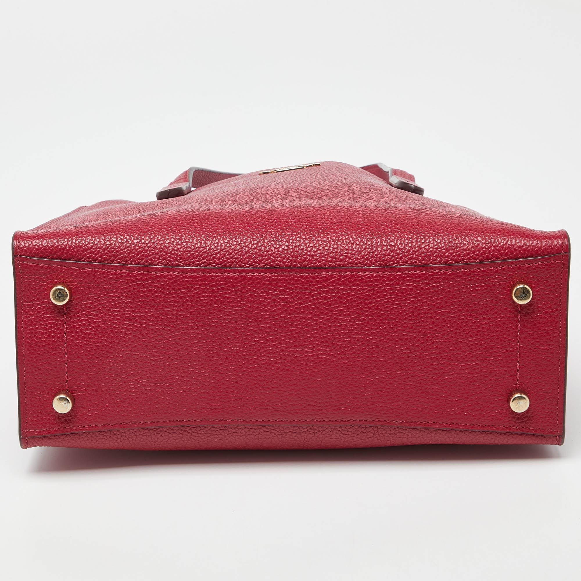 Coach Red/Pink Grained Leather Charlie Carryall Tote 2