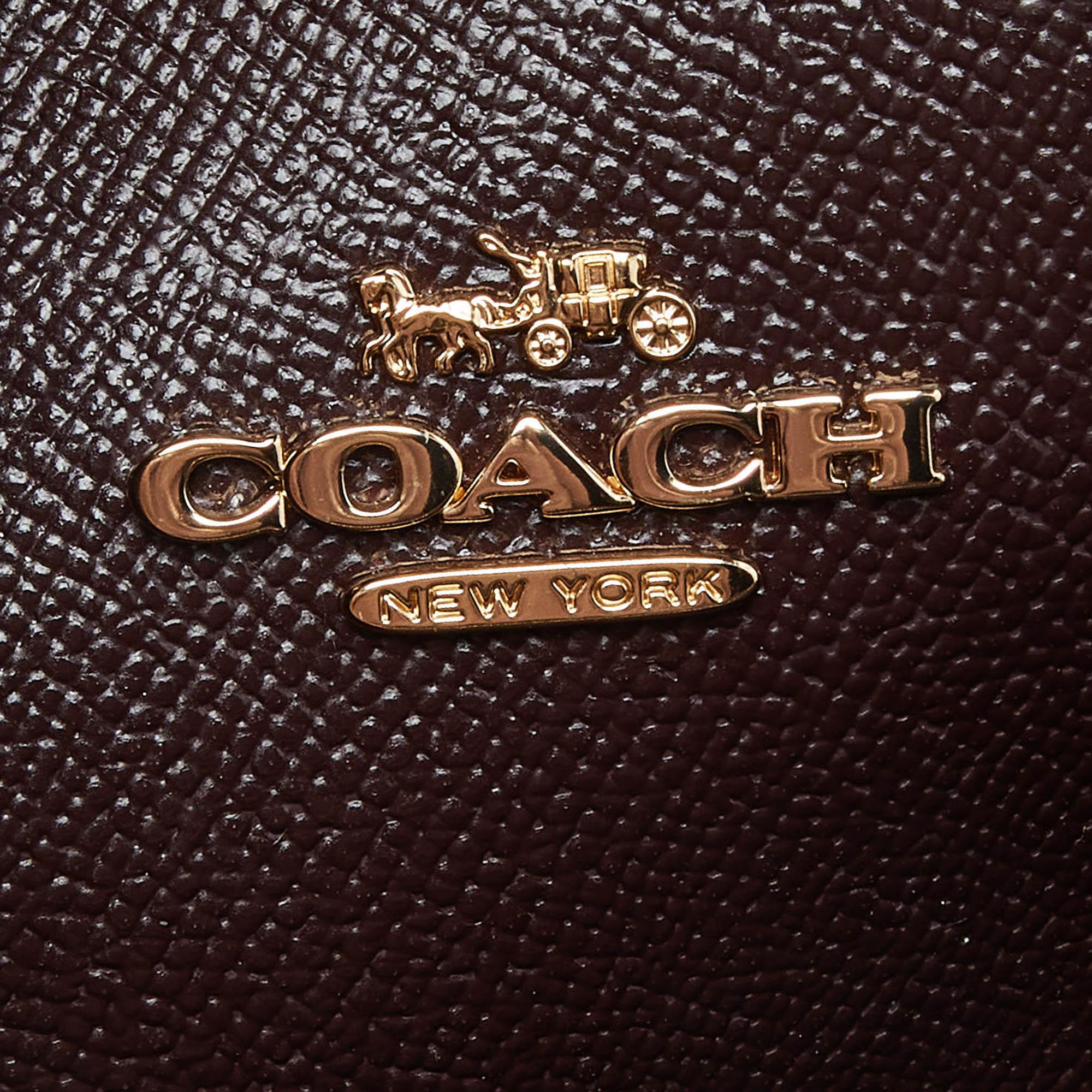 Coach Red/Pink Grained Leather Charlie Carryall Tote 5