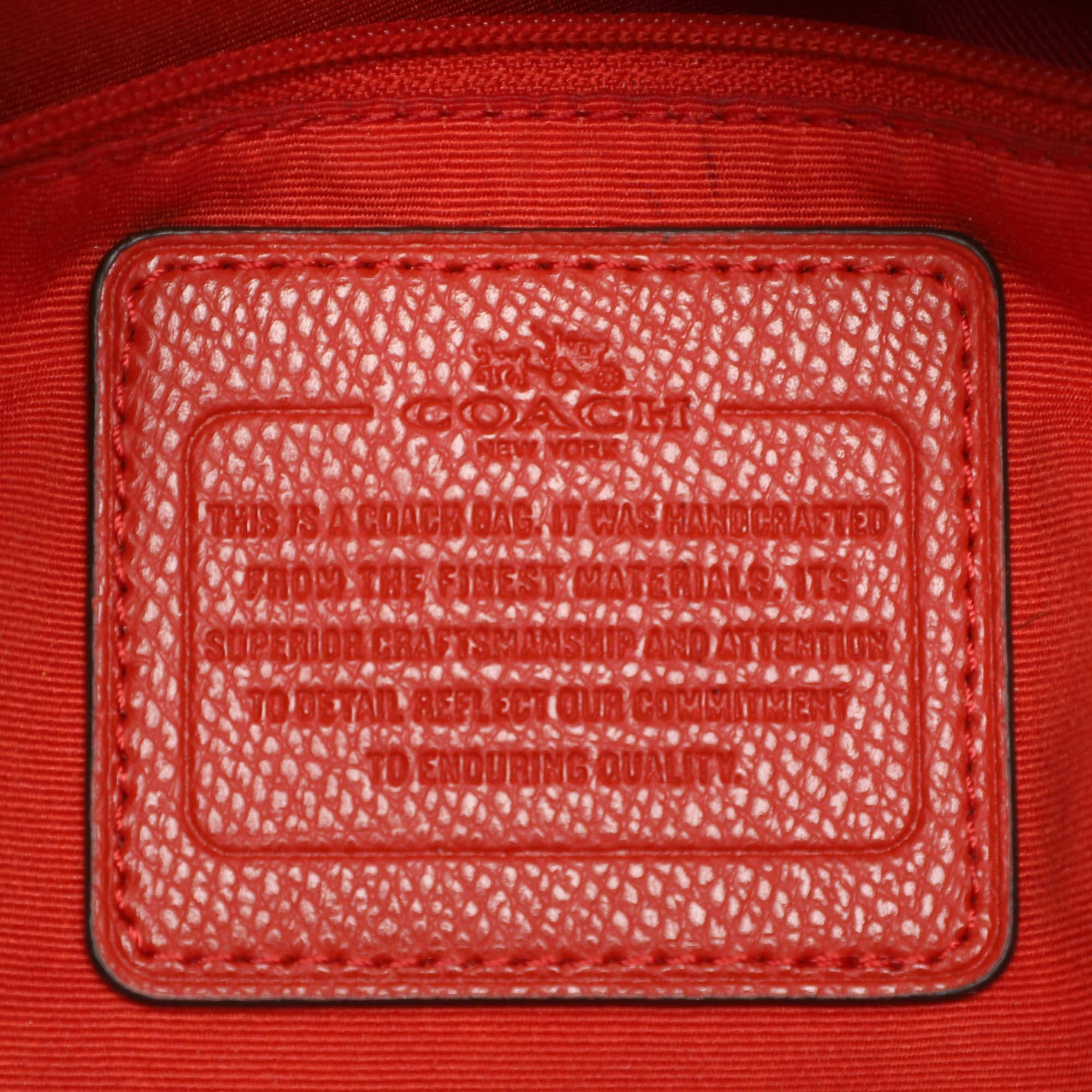 Coach Red Printed Leather Bennett Satchel For Sale 4