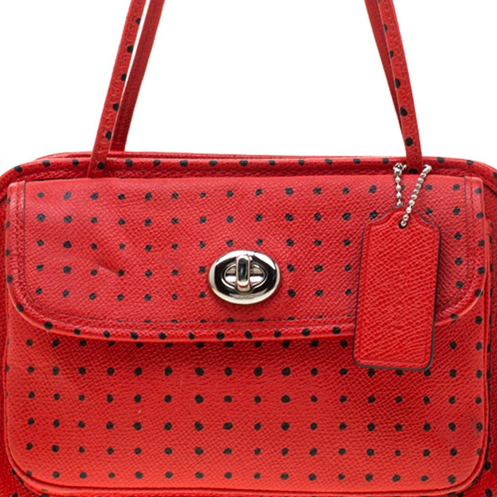 Coach Red Printed Leather Cady Crossbody Bag 6