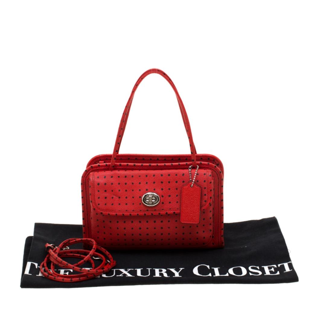 Coach Red Printed Leather Cady Crossbody Bag 7