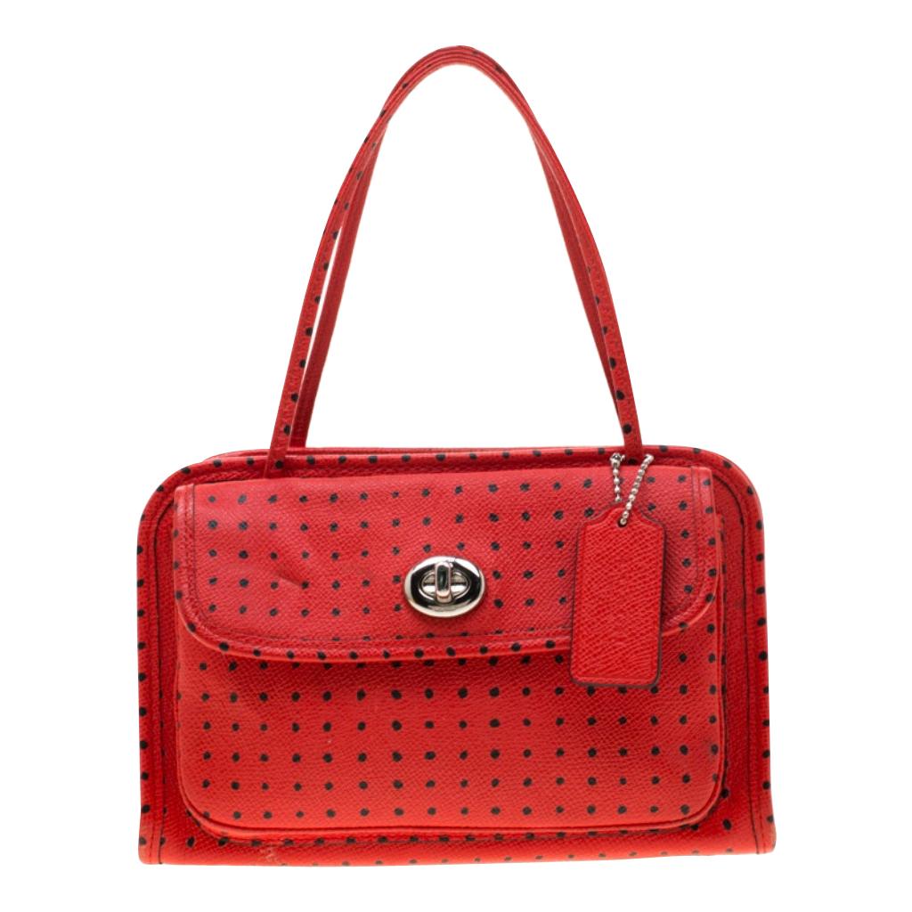 Coach Red Printed Leather Cady Crossbody Bag