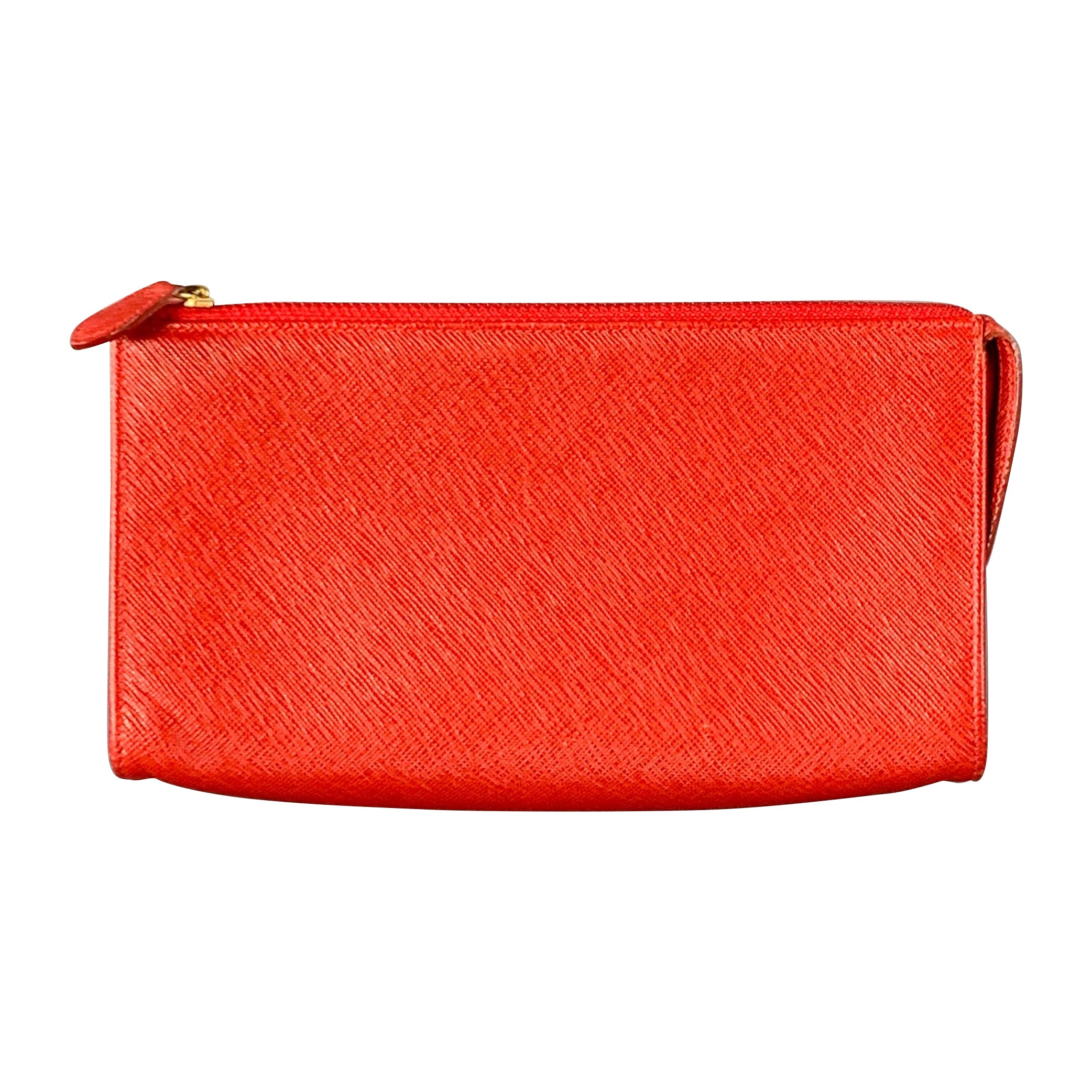 COACH Pochette à maquillage en cuir Saffiano rouge