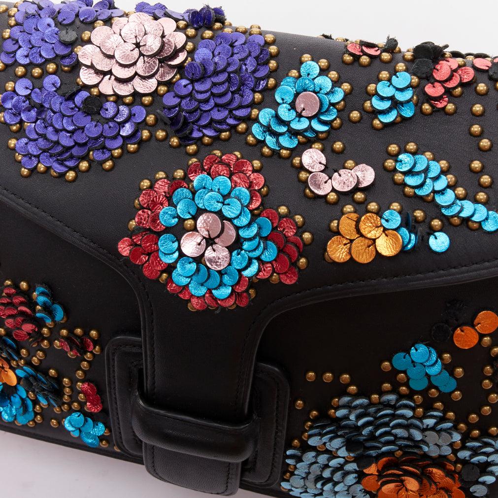 COACH RODARTE Courier multicolour floral applique leather chain crossbody bag For Sale 2