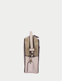 Coach Signature Canvas Beige Crossbody Bag with Leather Strap
