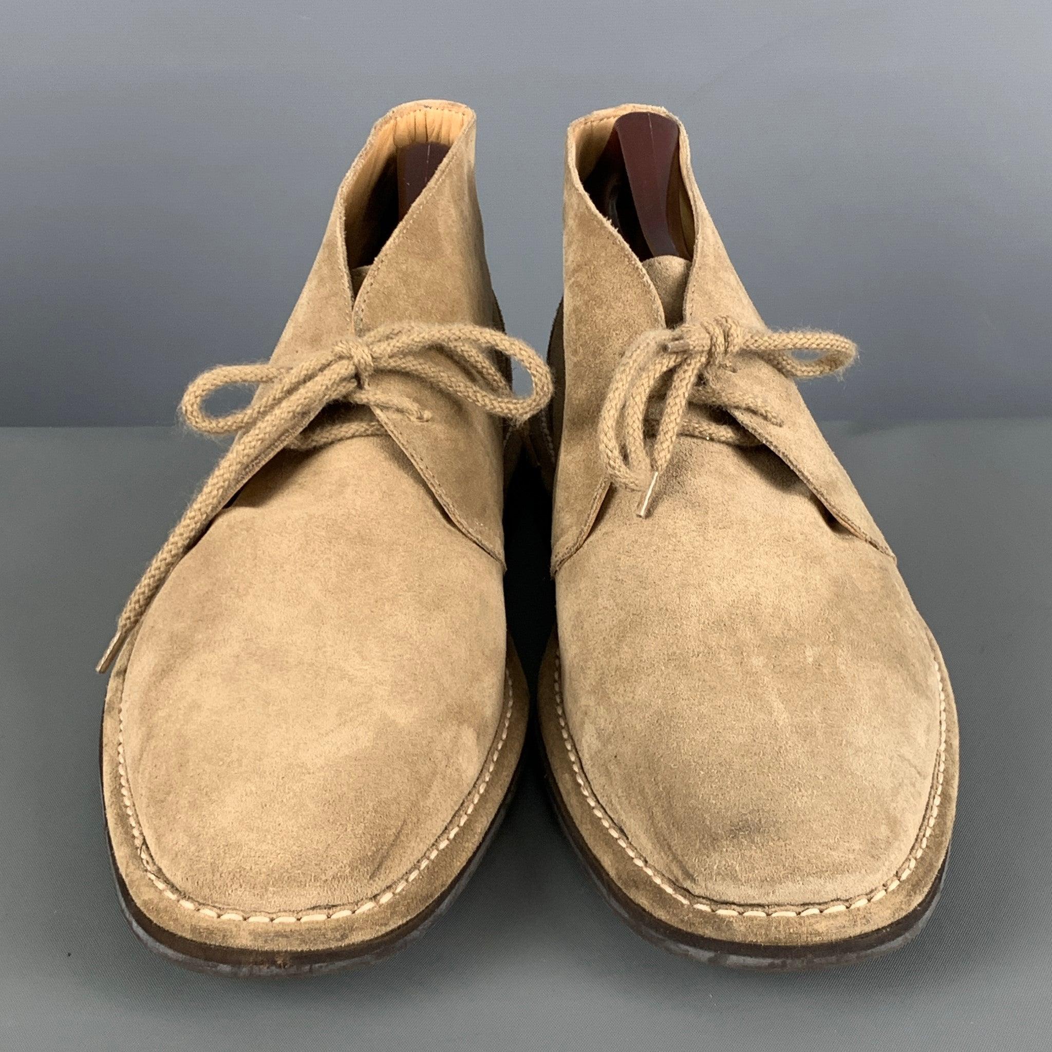 Men's COACH Size 10.5 Beige Suede Ankle Lace Up Shoes