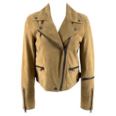 COACH Size 2 Tan Suede Lamb Skin Biker Jacket