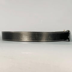 COACH Size 34 Black Silver Leather Brass Belt