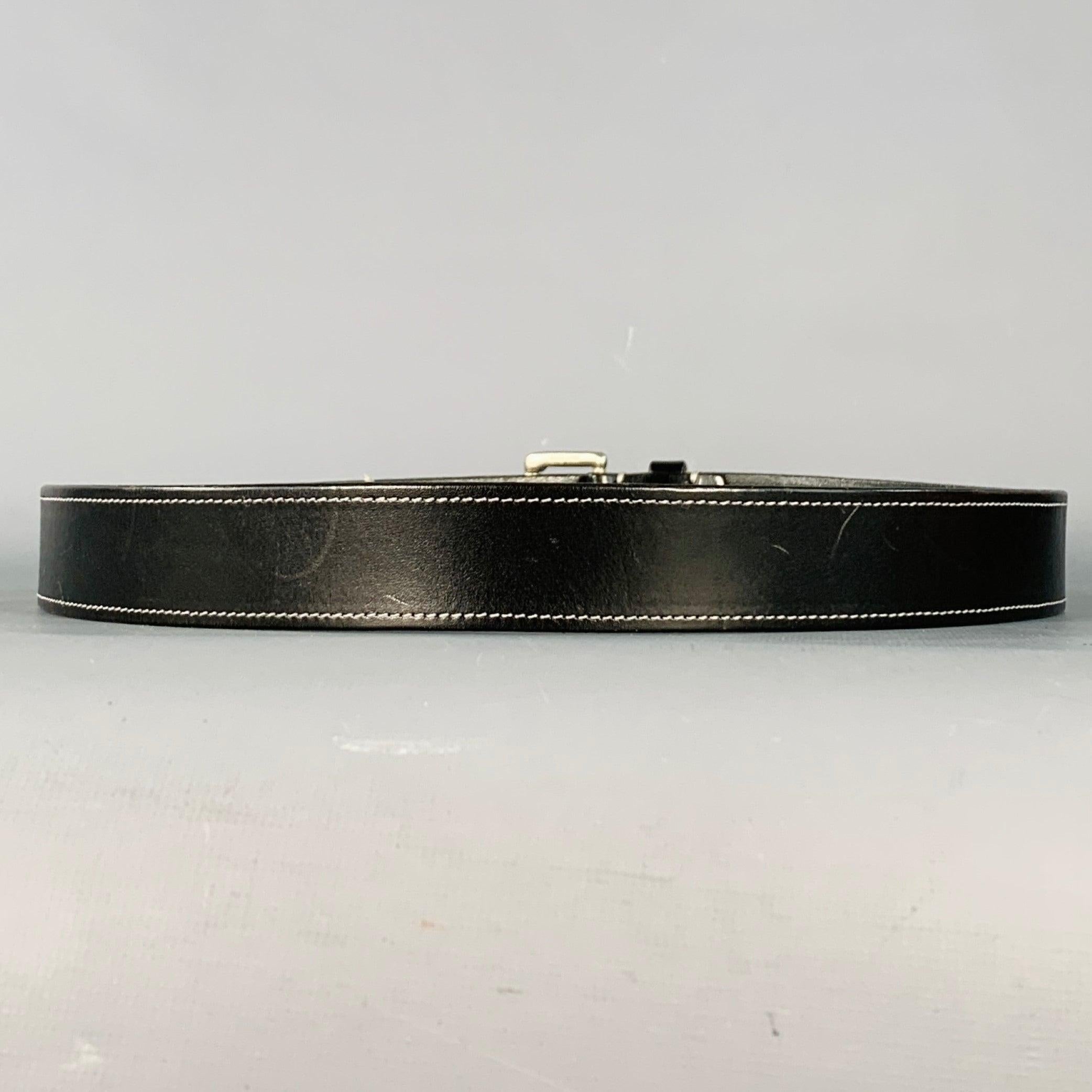 Nero Cintura COACH in pelle nera argentata e ottone misura 34 in vendita