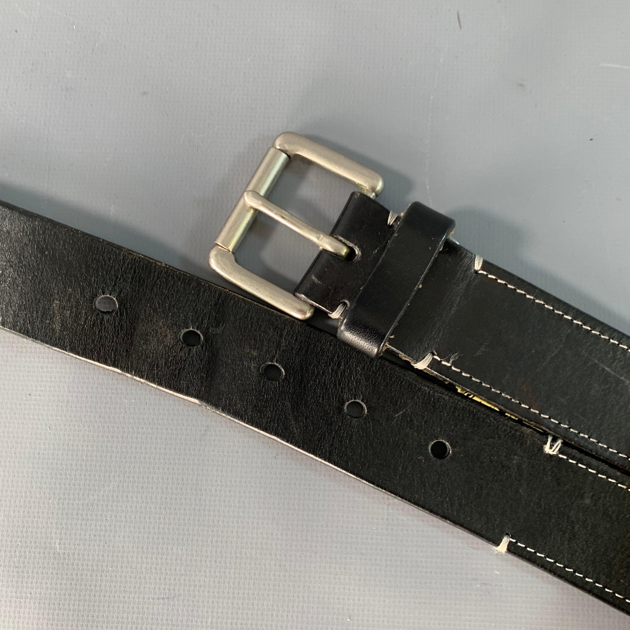 Cintura COACH in pelle nera argentata e ottone misura 34 in vendita 3