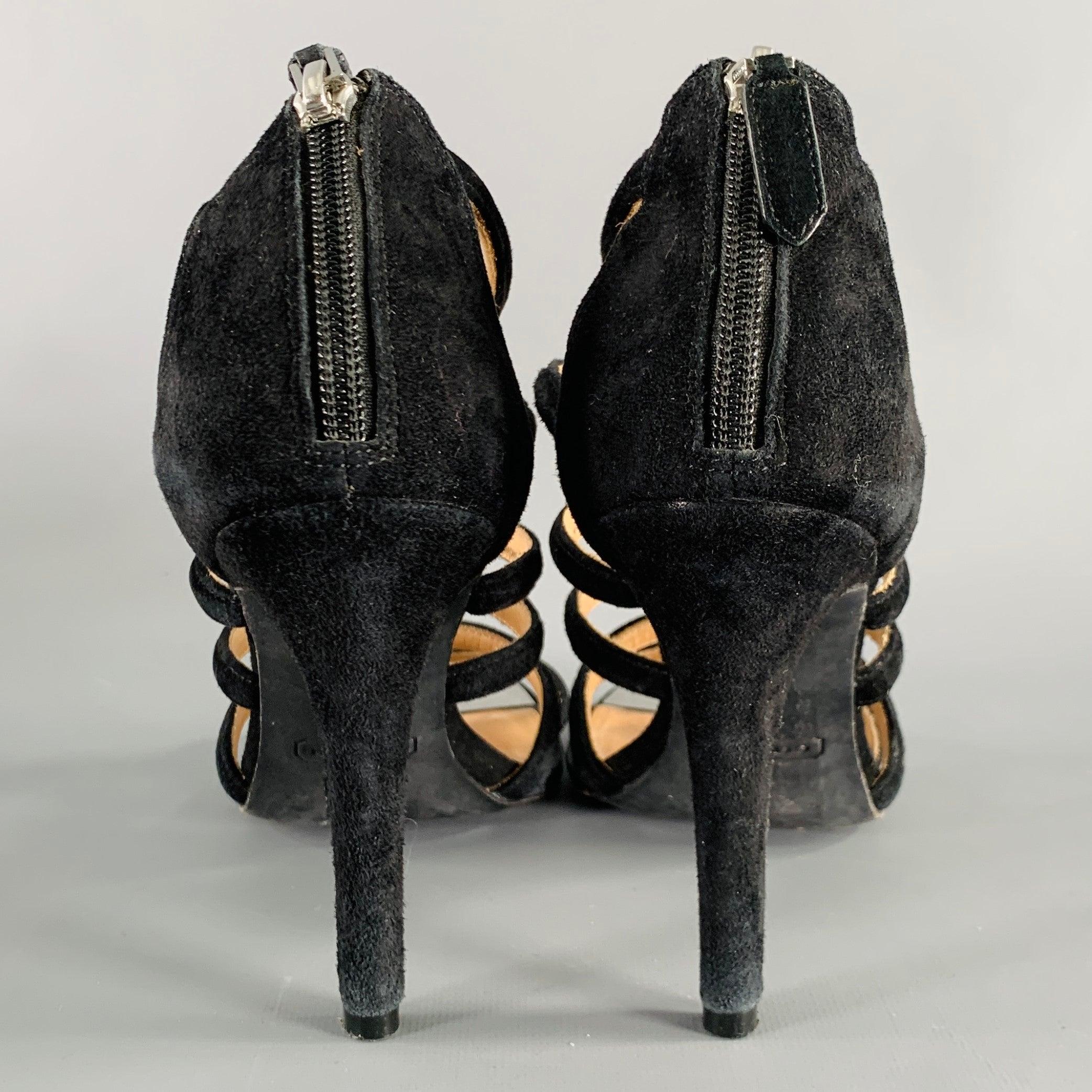 COACH Size 8 Lavania Black Suede Gladiator Sandals In Good Condition In San Francisco, CA