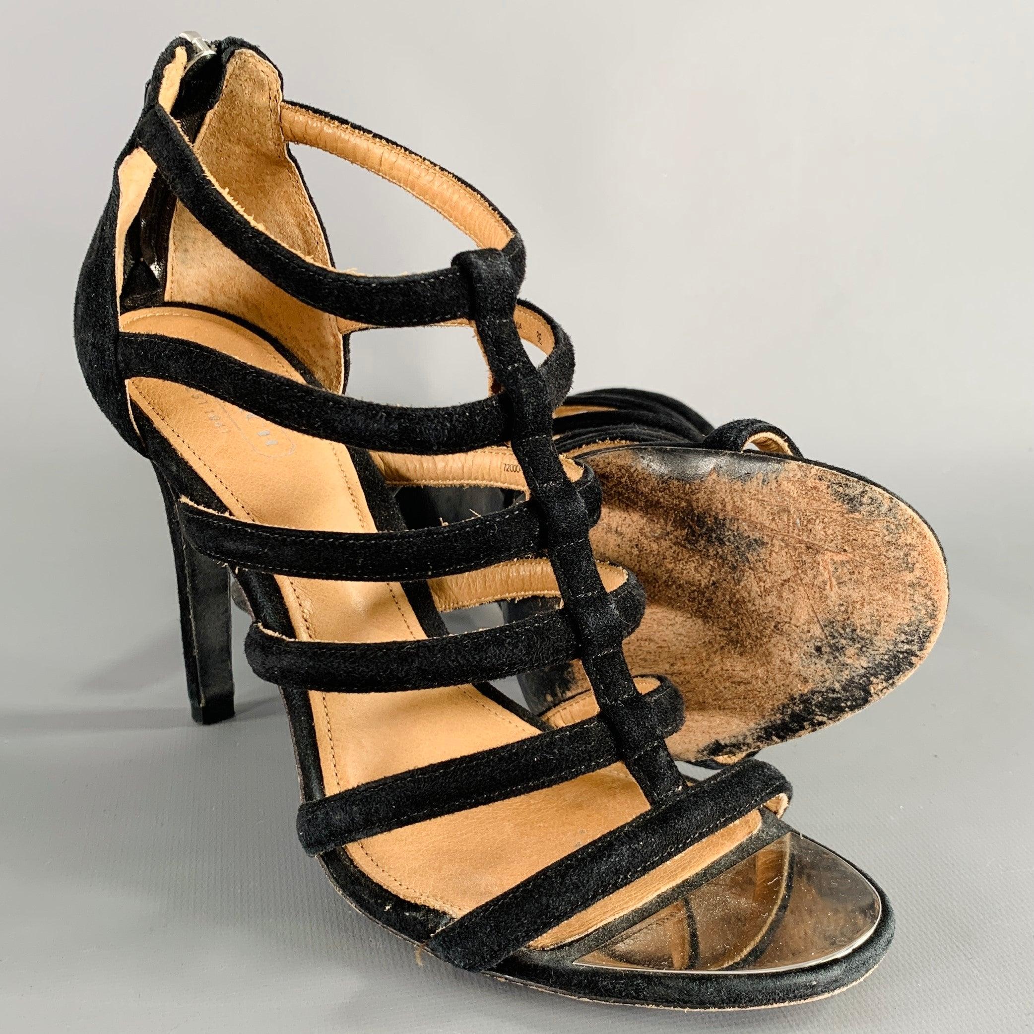 COACH Size 8 Lavania Black Suede Gladiator Sandals 1