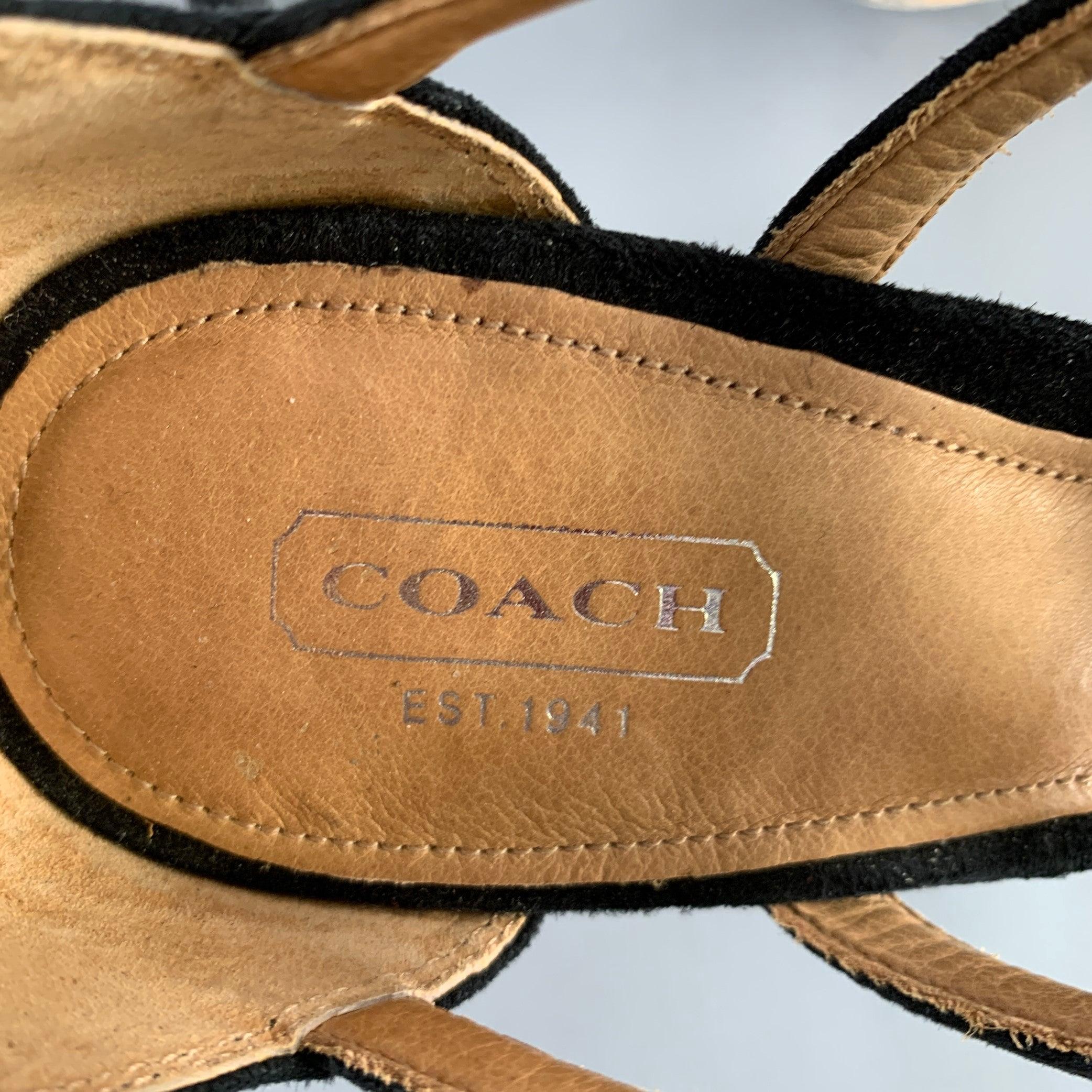 COACH Size 8 Lavania Black Suede Gladiator Sandals 3