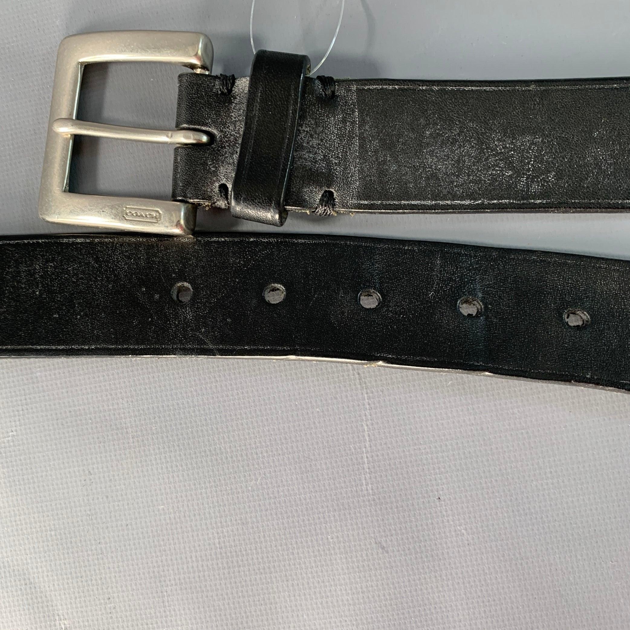 Cintura in pelle nera e argento COACH taglia M in vendita 6