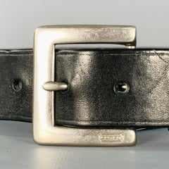 COACH Size M Black Silver Leather Belt