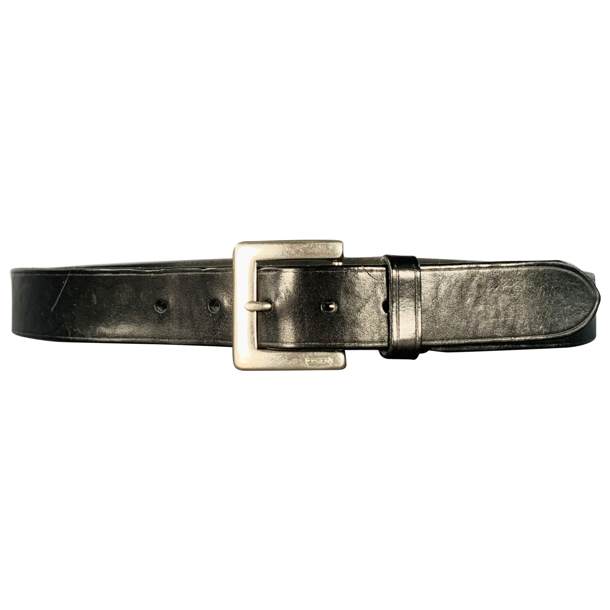 Cintura in pelle nera e argento COACH taglia M in vendita