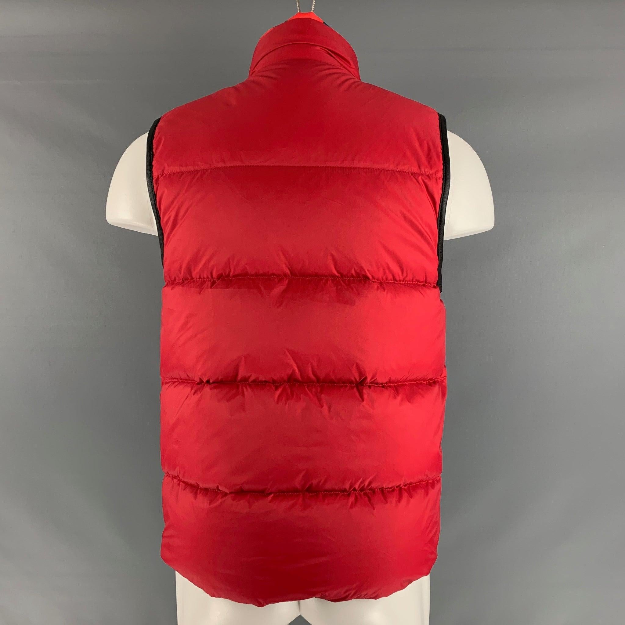 Men's COACH Size S Red Quilted Nylon Reversible Vest For Sale