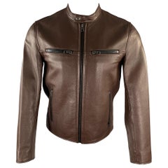 COACH Talla XS Cazadora Moto Racer Piel Marrón