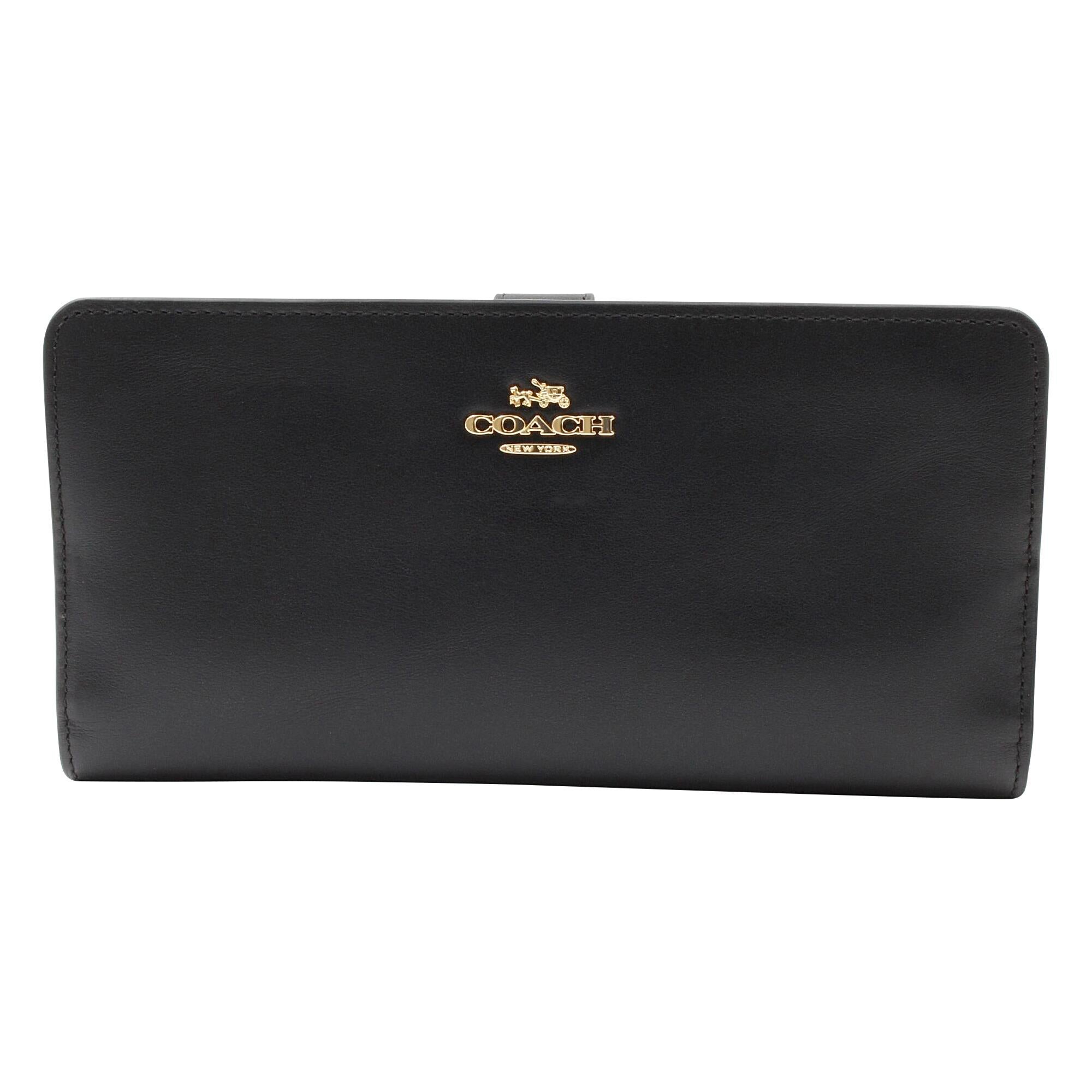 Coach Smooth Leather Skinny Black Womens Wallet 58586