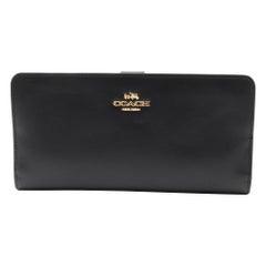 Coach Cuir lisse Skinny Noir Portefeuille pour femmes 58586