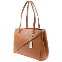 Coach Stanton Carryall Sac à main en cuir de selle marron croisé pour femme 37148 SV/SD