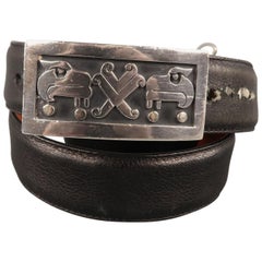 COACH Sterling Size 32 Black Leather Belt