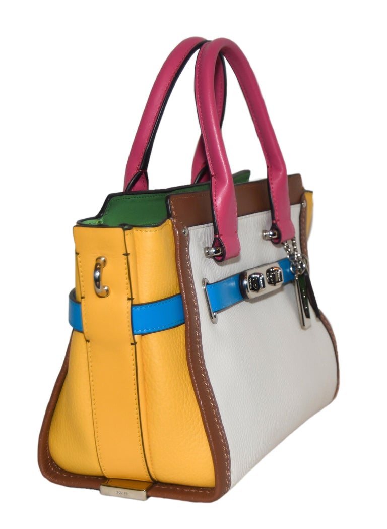 Coach Swagger Rainbow Leather Colorblock Satchel For Sale at 1stdibs
