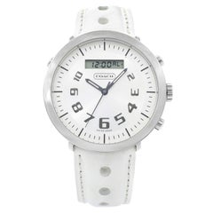 Coach Montre unisexe suisse en acier, cuir et cadran argenté avec cadran Analog et numérique 14600618