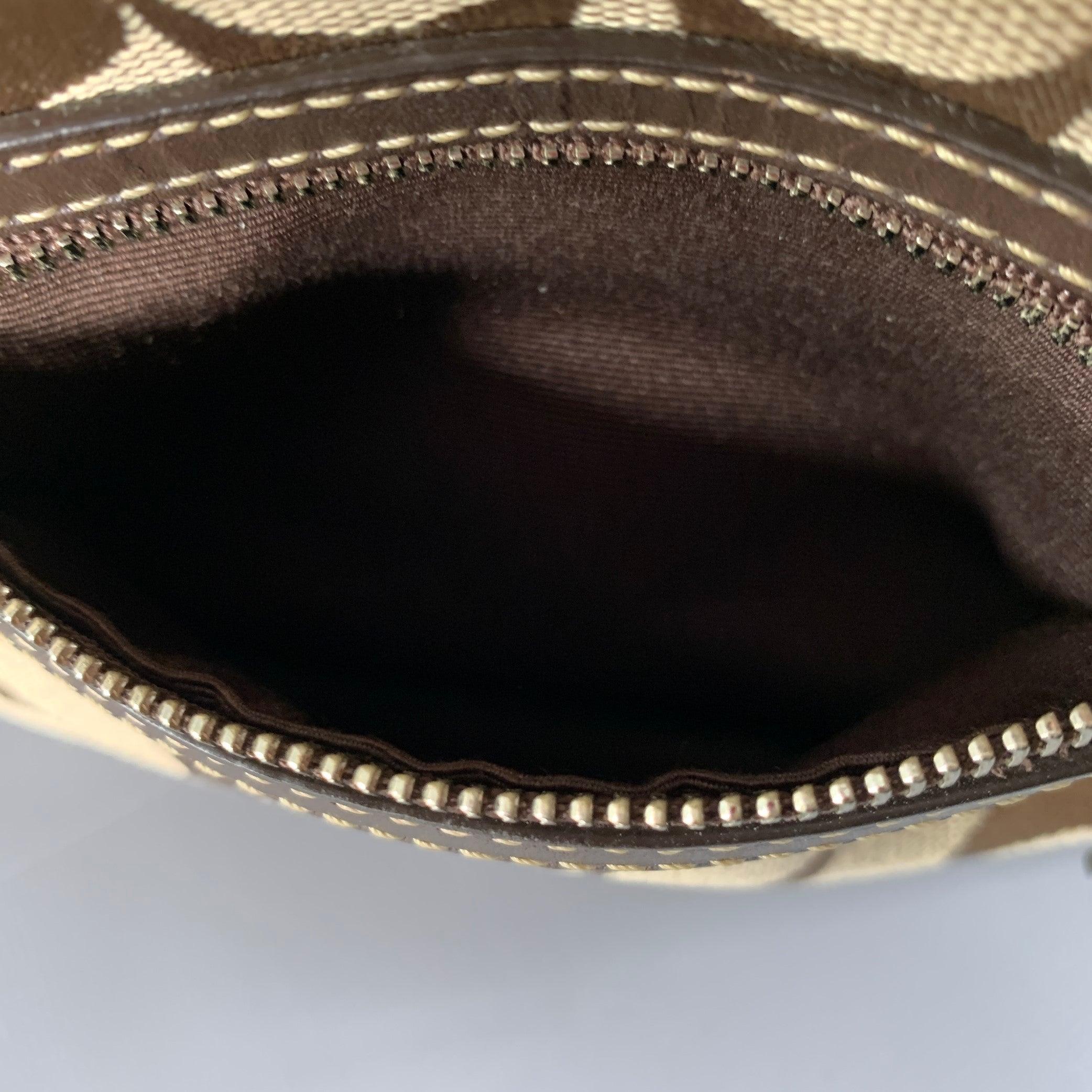 COACH Taupe Brown Monogram Top Handles Baguette Handbag 3
