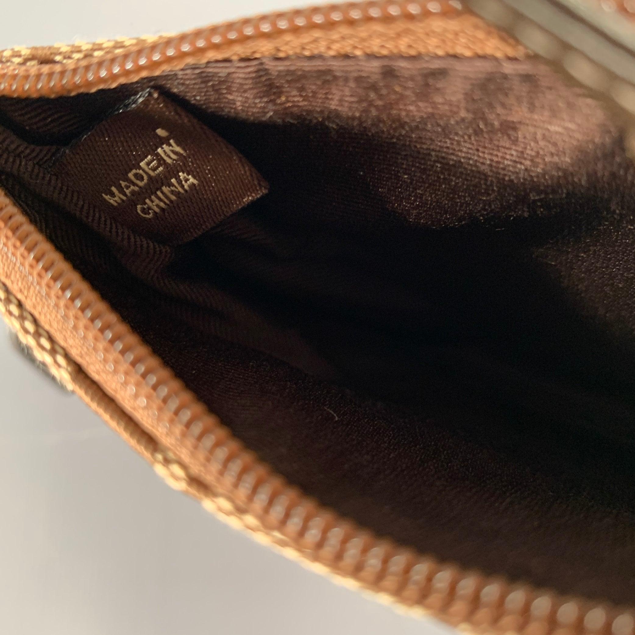 Beige COACH Taupe Brown Monogram Wristlet Handbag
