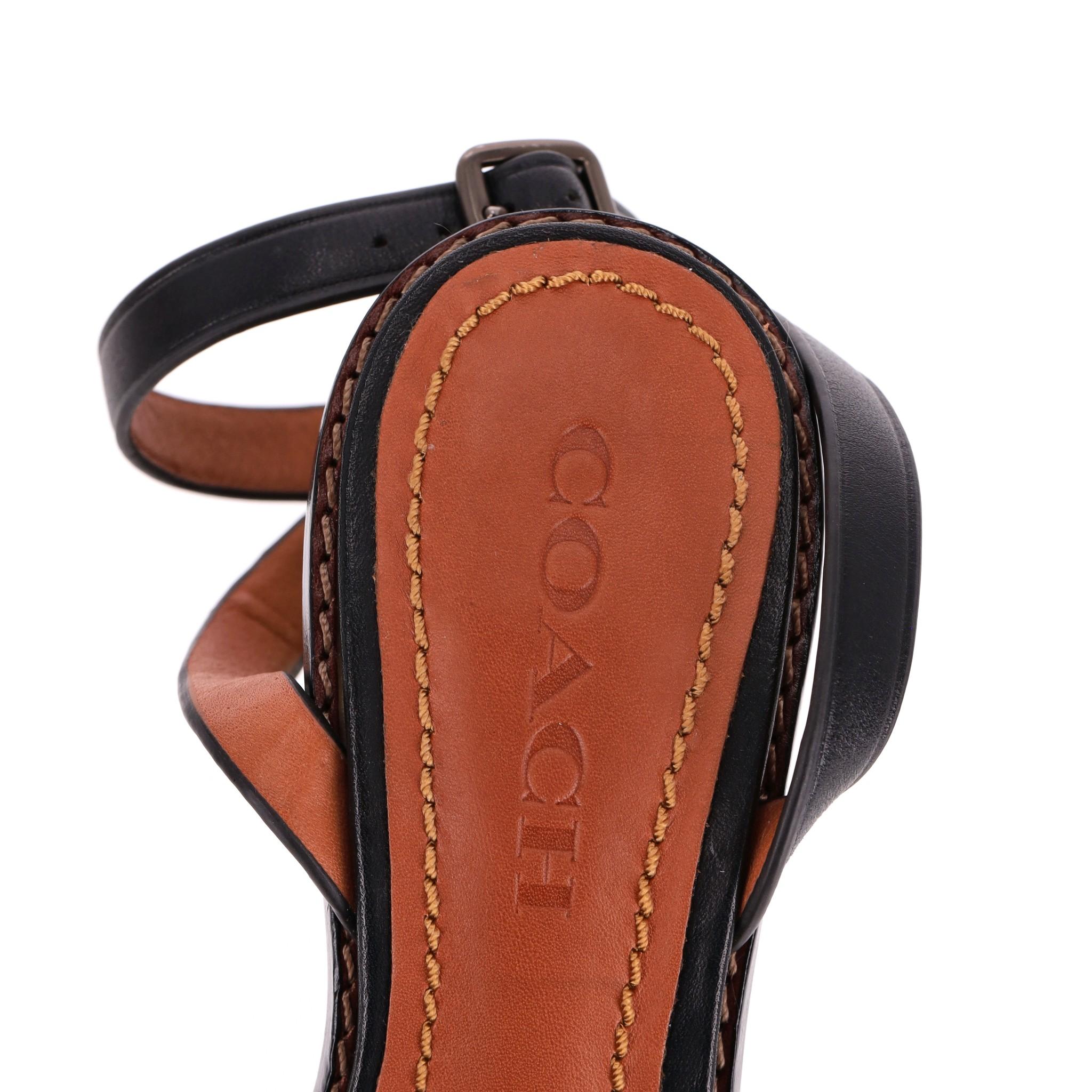 Coach Tea Rose Heel Leather Sandals 5