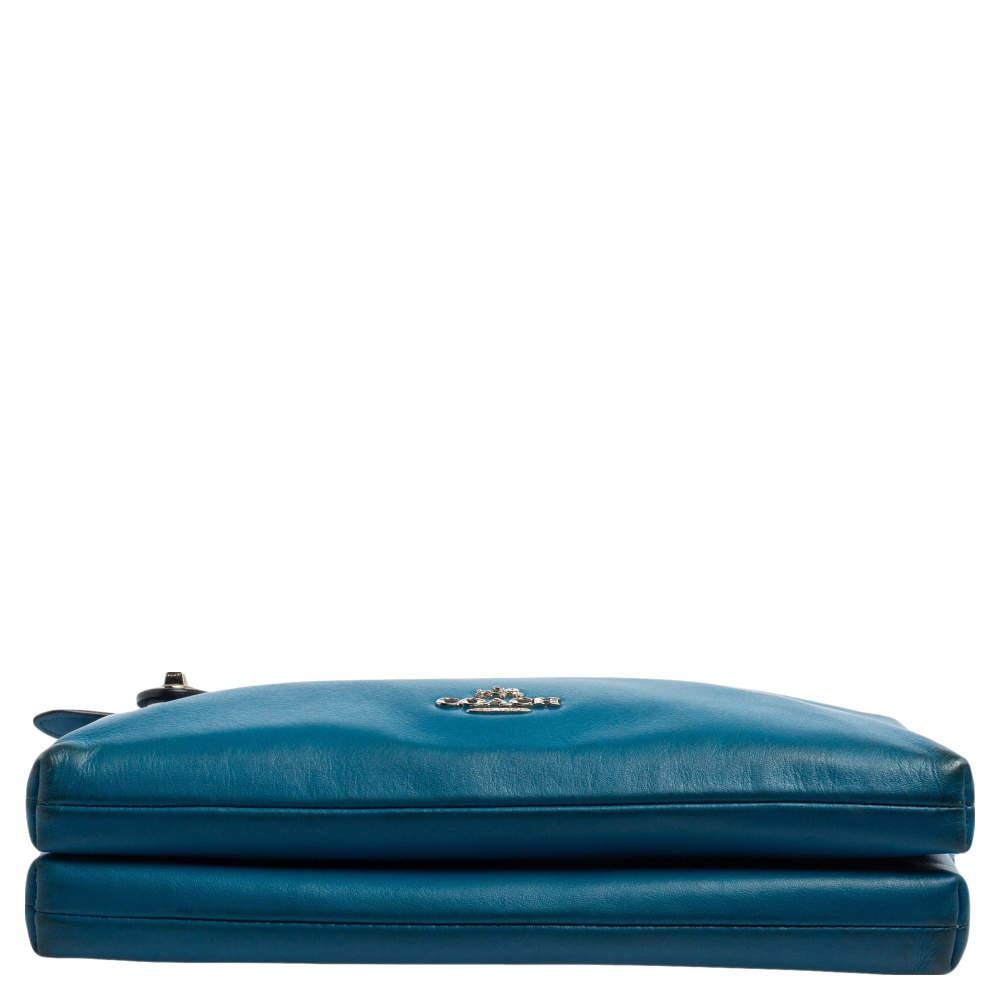 Coach Teal Blue Leather Crosby Double Zip Crossbody Bag 2