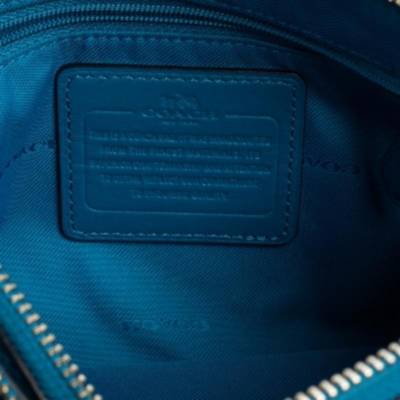 Coach Teal Blue Leather Crosby Double Zip Crossbody Bag 4