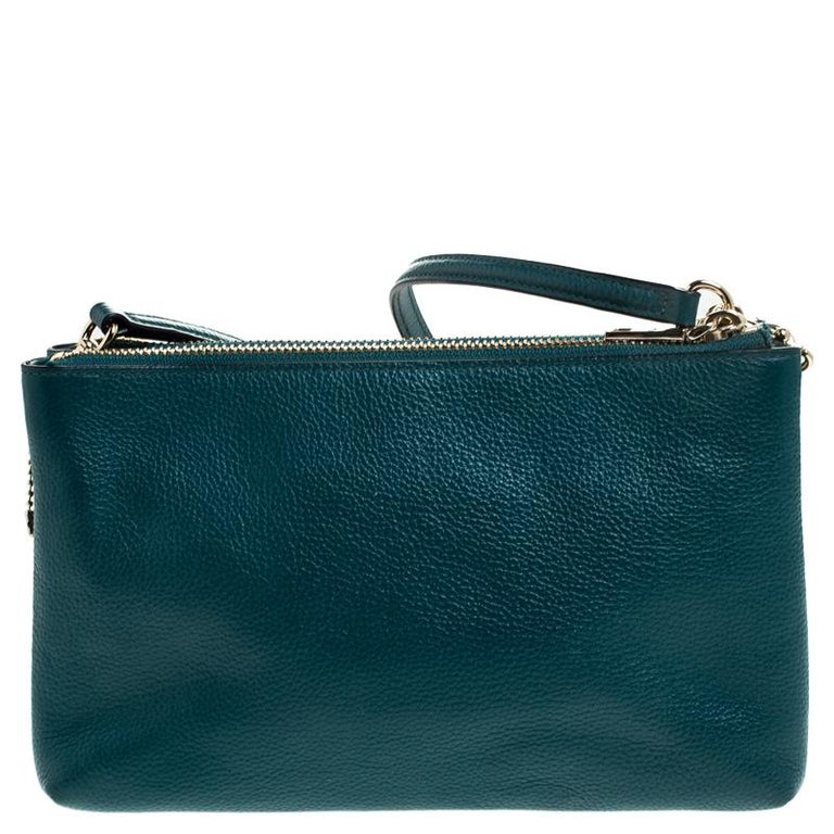 Coach Teal Leather Double Zip Crossbody Bag For Sale at 1stDibs teal coach purse, teal purse