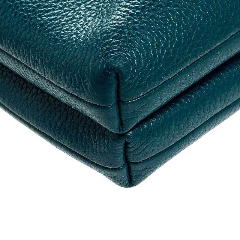 Blue Coach Teal Leather Double Zip Crossbody Bag For Sale