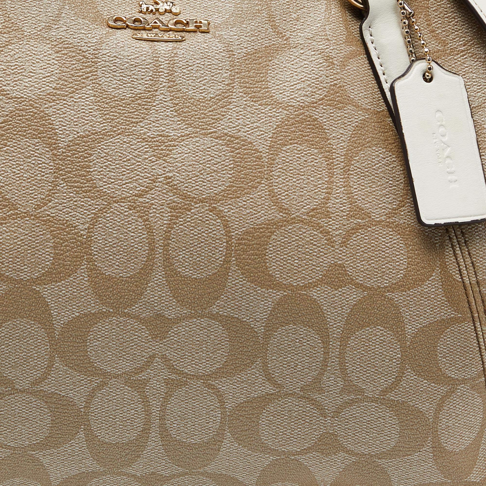 Coach Tri Color Signature Coated Canvas  and Leather Small Kelsey Satchel 1