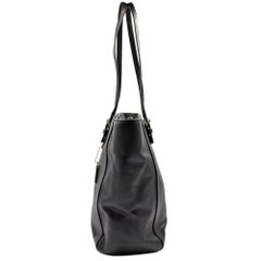 Coach Turnlock Crossgrain Leather Black Tote Ladies Bag 37142