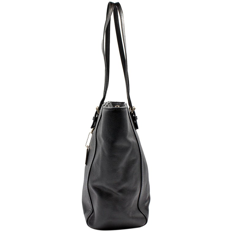 Coach Turnlock Crossgrain Leather Black Tote Ladies Bag 37142 For Sale at 1stdibs