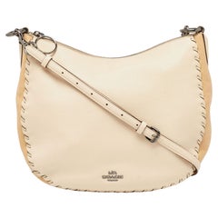 Coach Two Tone Beige Leather Sutton Hobo Coach Two Tone Beige Leather Sutton Hobo