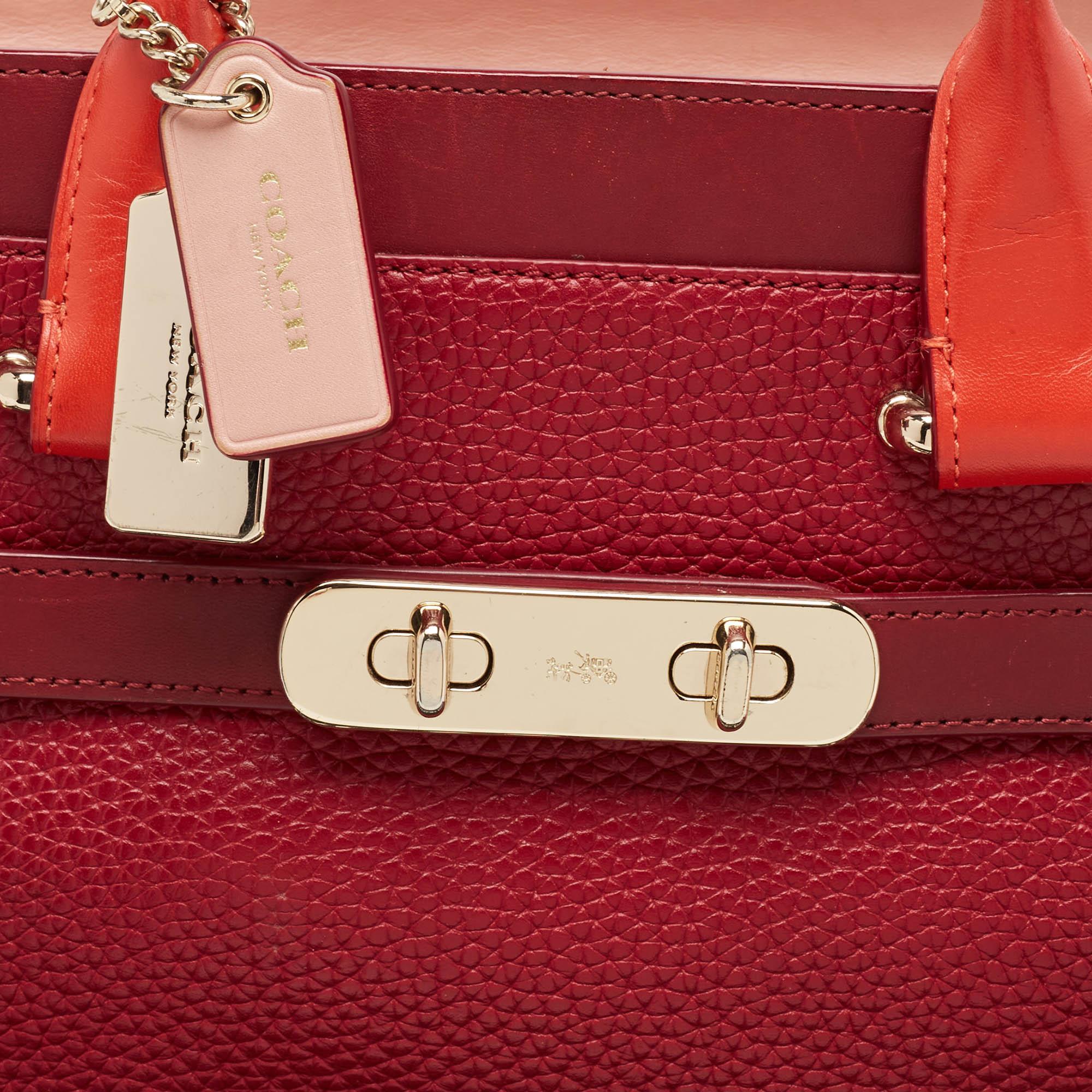 Coach Two Tone Red Leather Swagger 27 Carryall Tote 1