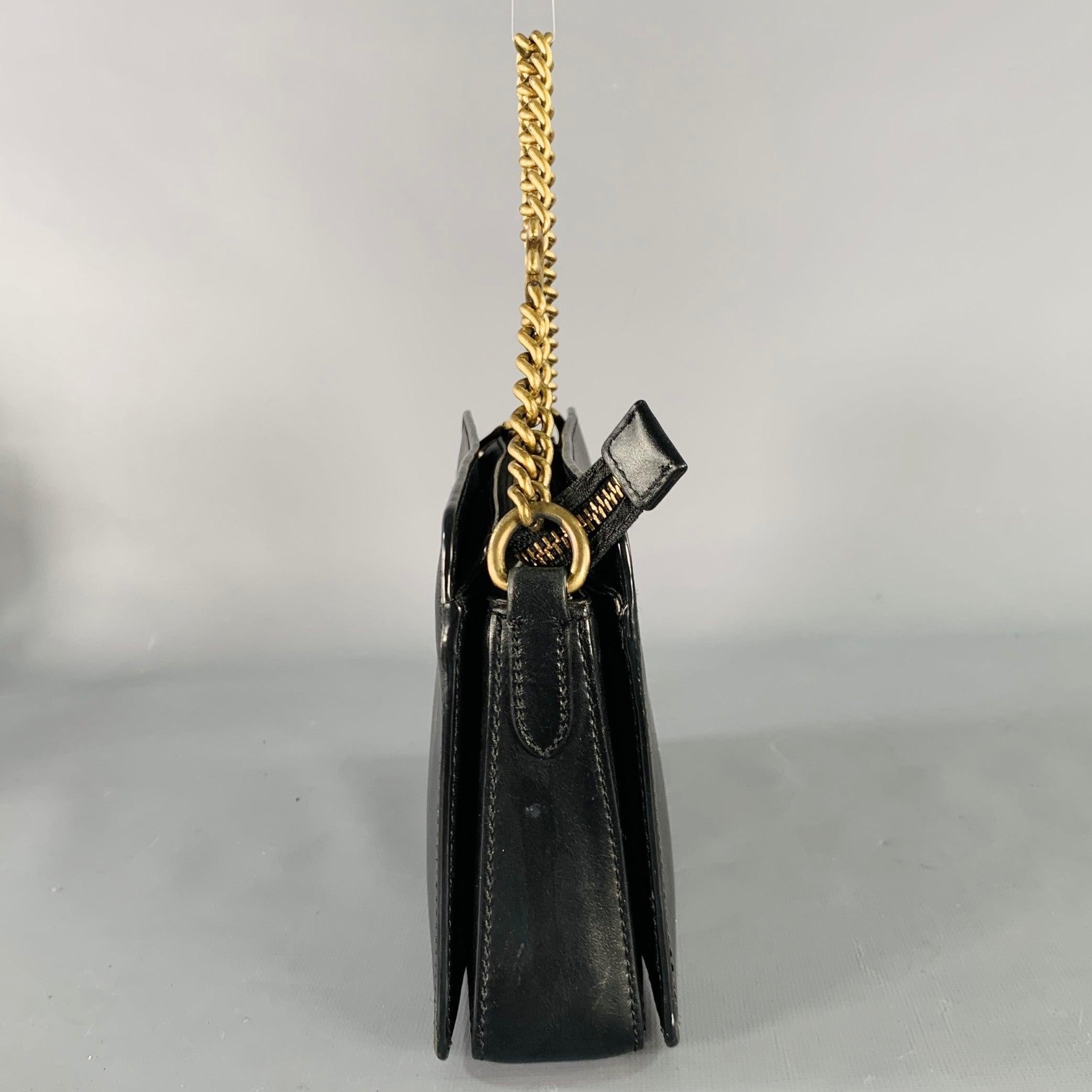 De los hombres Bolso cruzado COACH Vintage Black Gold Leather Monogram Chain Link en venta