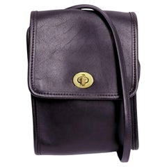Coach Vintage Black Leather Turnlock Crossbody Bag