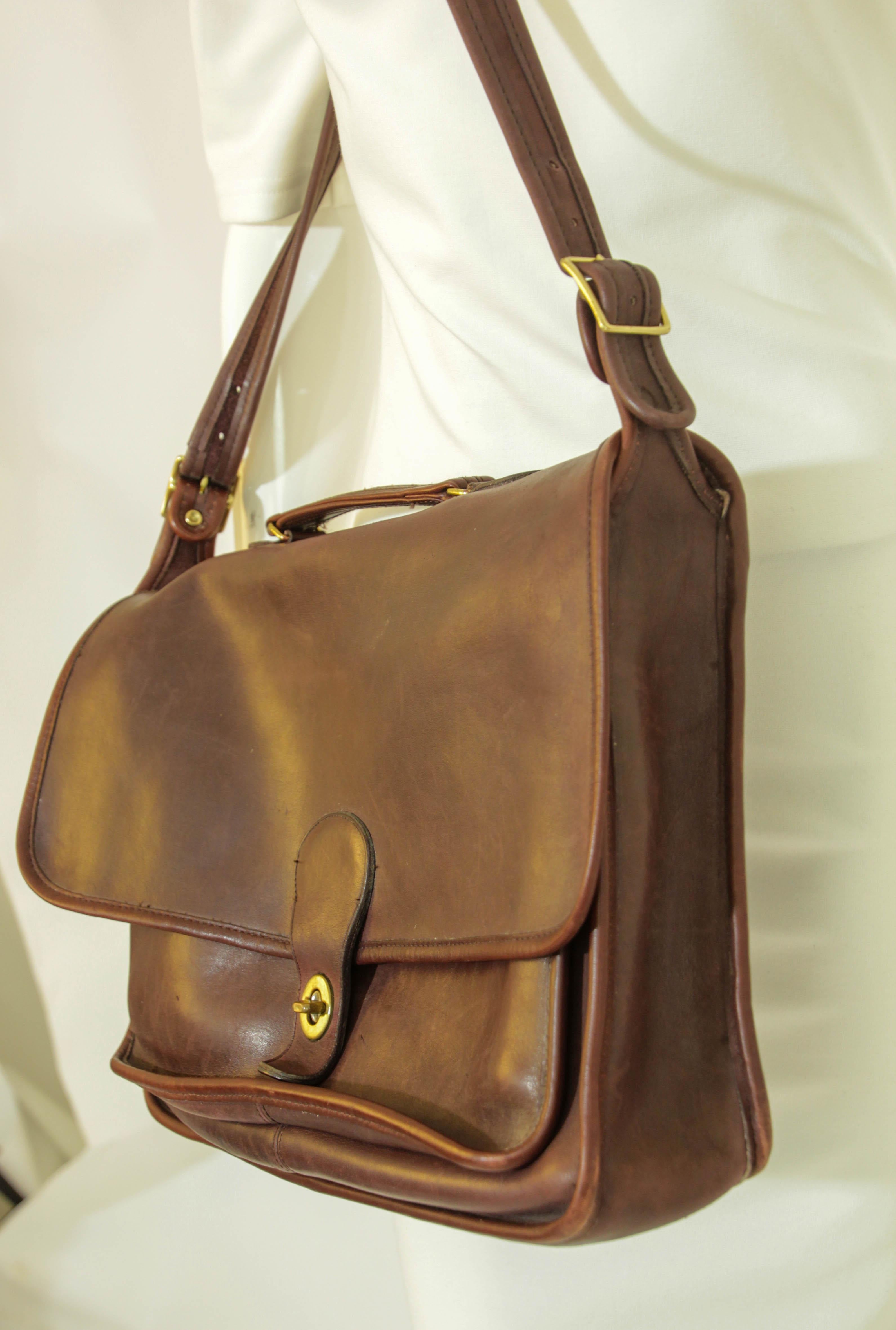 Coach Vintage Brown Leder Messenger Aktentasche Satchel Made in USA 1970er Jahre für Damen oder Herren im Angebot