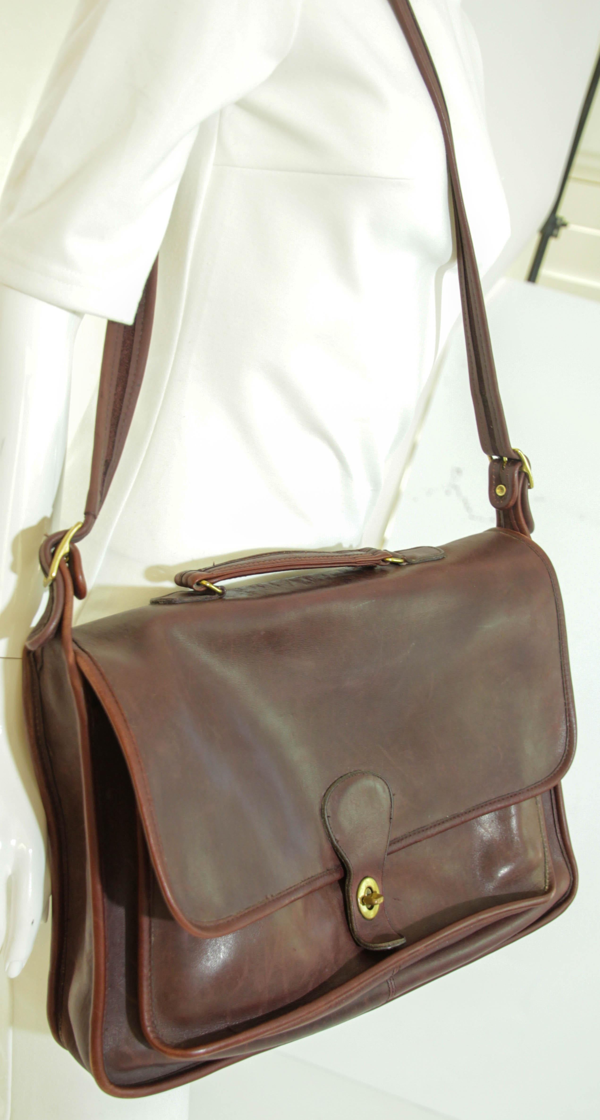 Coach Vintage Brown Leder Messenger Aktentasche Satchel Made in USA 1970er Jahre im Angebot 3